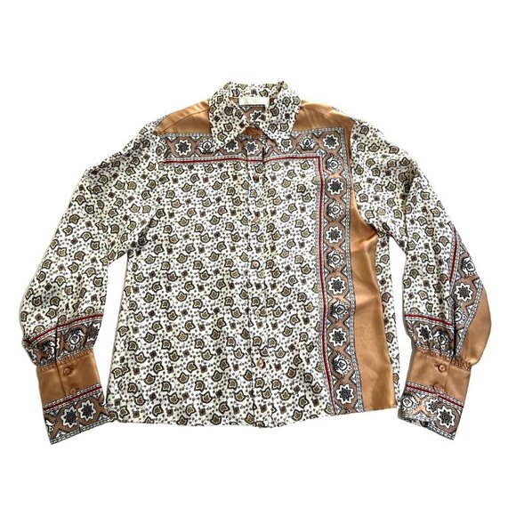 Chloe Floral Paisley Print Silk Shirt in White